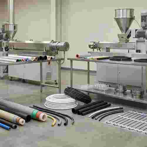 Querschnitt und Montage mehrschichtiger Rohre, PP-R/HDPE-Schläuche im Extrusionslabor.