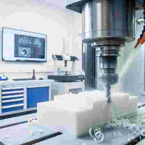 CNC-Fräsen Kunststoff: Polymerbauteil, Werkzeug Bewegung, Kühlmittel, Späne, CAD/CAM-Hinweise.